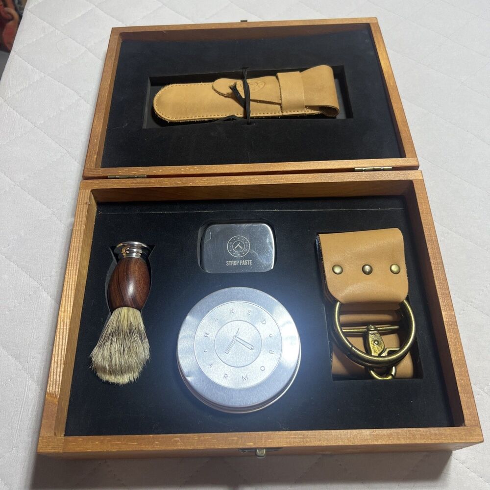 Leather Travel Shaving Kit - Tan